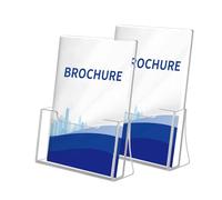 Eidoct 2 Pack A4 Clear Acrylic Brochure Dispenser Holder, A4 Table Leaflet Stand, Counter Booklet Flyer Holder, Document Organiser, for Counter Office Restaurant Reception