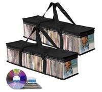 Eidoct 2-Pack Stackable DVD Organizer Cases - Holds 80 Discs Each | Water-Resistant PVC Media Storage for Blu-ray, PS4 Games & Movies, DVDs Capacity Clear Protective Dust Collection Carry Case