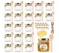 Eidoct 20 Pack Mini Honey Jars, 1.5 oz Small Hexagon Glass Honey Jar