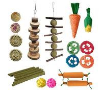 Eidoct 21-Pack Natural Rabbit Chew Toys Set - Apple Wood & Timothy Hay Sticks for Bunny, Hamster, Guinea Pig & Chinchilla | Boredom Breakers & Teething Treats for Small Animals