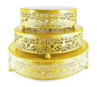 Eidoct 3-Piece Cake Stand Set Round Metal Cake Stands, Dessert Display Cupcake Stands for Wedding, Event, Birthday Party (Gold)