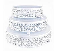 Eidoct 3-Piece Cake Stand Set Round Metal Cake Stands, Dessert Display Cupcake Stands for Wedding, Event, Birthday Party (White)