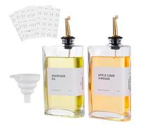 Eidoct 350ml Olive Oil Dispenser Bottle Set for Kitchen, Coffee Syrup Dispenser, 2 PCS Dispenser with Weighted Drip-Free Pourer, Waterproof Labels & Silicone Funnel - Elegant Gold