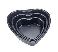 Eidoct 3pcs Heart Shaped Cake Pan Aluminum Cake Tray, 6/8/10 Inch Heart Shaped Non-Stick Cake Pan, Removable Bottom Wedding Birthday Cheesecake Baking Mold(Black)