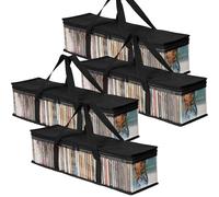 Eidoct 4-Pack Stackable DVD Organizer Cases - Holds 160 Discs Each | Water-Resistant PVC Media Storage for Blu-ray, PS4 Games & Movies, DVDs Capacity Clear Protective Dust Collection Carry Case