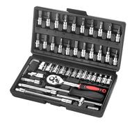 Eidoct 46 Piece 1/4 Inch Drive Socket Set&Tool Sets,Ratchet Wrench Set with 4-14mm Cr-V Sockets,Screwdriver Bits,Extension Bars for Household Car Bike Repair, DIY and Repair