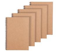 Eidoct 5 Pack Spiral Lined Notepad A5, 120 Pages 60 Sheets Kraft Cover Wirebound Notebooks Bulk Journals, Rotated 360 Degrees, 8.3 * 5.5 inch Lined Notebook, Sketch Book for School, Office, Travel
