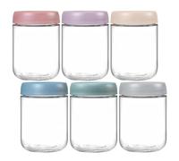 Eidoct 6-Pack 15.8 oz Glass Jar with Screw Lid Leakproof Overnight Oats Container, Yogurt, Oatmeal Salad Jars, for Cereals Milk Fruit Condiment Dressing Sauce Snacks Juice, 6 Colors(6-Pack 450ml)