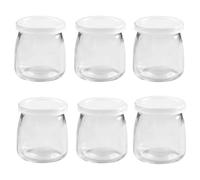 Eidoct 6 Pcs 200ml Yogurt Pudding Glass Jars Clear Yogurt Jars With PE Lids Small Glass Bottles, jello, Honey, jam, Mousse, Cake, milk,party, gifts