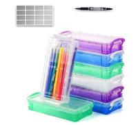 Eidoct 8Pack Plastic Pencil Boxs 4 Colors,21.5x10 x 3.8cm Large Capacity Pencil Box with Snap-Tight Lid Stackable Container for Office Supplies Craft Hobby Art Supplies Journaling Stationery Sticker