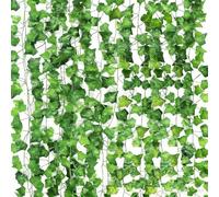 Eidoct Artificial Ivy Fake Leaves & Realistic Vines, 12 Pieces per Pack, Home Decor Wall Accents for Weddings & Parties, Backdrop Wall Decor, Flexible & Shaped-to-Fit Maintenance-Free Ivy Fake Vines
