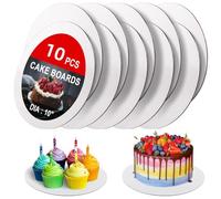 Eidoct Cake Board Rounds (White) 10 Pcs,Eco-Friendly Recycled Material Cake Circle Base- Cardboard Round Cake Circle Base for Cake, Pizza