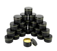 Eidoct Candle Tin 24 Piece, 4.5 oz Black Candle Tins with Lids, Metal Tins Candle Containers for DIY Candle Making, Arts, Crafts, Storage and Gifts