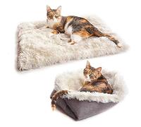 Eidoct Furry Self Warming Cat Mat for Cats Small Dogs,Function 2 in 1 Soft Plush Blanket for Indoor Cats Dogs Fluffy Pet Bed (Canary Yellow)