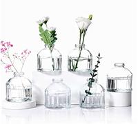 Eidoct Glass Bud Vases Set of 6, Small Bottles for Floral Arrangements, Rustic Decorative Vases for Centerpiece Home Living Room Office Decoration or Wedding Event (Clear)