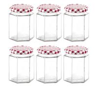 Eidoct Glass Jam Jars Set of 6, 280ml / 9oz Hexagonal Storage Glass Jars