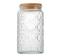 Eidoct Glass Jar with Airtight Wooden Lid, 35oz Vintage Glass Kitchen Storage Counter Sealed Jar, Decorative Glass Food Storage Containers for Candy, Flour, Oats, Coffee Bean(Begonia Flowers)