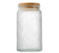 Eidoct Glass Jar with Airtight Wooden Lid, 35oz Vintage Glass Kitchen Storage Counter Sealed Jar, Decorative Glass Food Storage Containers for Candy, Flour, Oats, Coffee Bean (Hammer Grain)