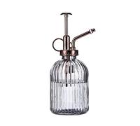 Eidoct Glass Plant Mister Spray Bottle, 7.5" Green Glass Water Spray Bottle | with Bronze Top Pump Small Watering Can, Small Plant Sprayer Mister (Gray+Bronze E)