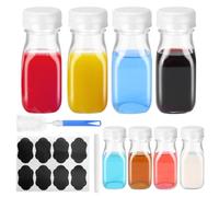 Eidoct Glass Shot Bottles with Lids 8 Pack 100ml - Reusable Clear Small Glass Bottles Complete Gift-Ready Kit (Labels, Funnel & Brush) for Travel, Homemade Beverages, Milk, Juice & Ginger Storage