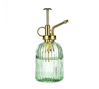 Eidoct Glass Spray Bottle, 7.5" Green Glass Water Sprayer with Gold Top Pump, Small Plant Mister for Indoor Outdoor Houseplants, Green+Gold