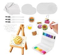 Eidoct Magic Puffy Paint, 3D Magic Foam Texture Painting Kit 62 Pcs, with 24 Canvas Sponge, 24 Colored Pens, 3 Water Pens, 10 Bead Chain and 1 Mini Easel DIY Bubble Drawing Pens Art Supplies