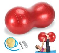 Eidoct Peanut Ball Therapy, Exercise Ball with Pump, 90x45cm Anti-Burst Exercise Ball, for Pregnancy Birth, Physiotherapy, Autism Sensory Training, Pilates, Yoga & Core Fitness for Kids Adults (Red)
