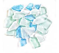 Eidoct Sea Glass Crushed Glass Vase Filler - Multiple Color Seaglass Pieces for Beach Wedding Party Decor - Cobalt Blue/Light Blue/White