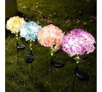 Eidoct Solar Garden Ornaments, Outdoor Solar Lights, Pink Hydrangea Outdoor Decorative Lights, Waterproof Garden Light, Suitable for Lawns, Patios, Flowerbeds, Pathways, and Courtyards (Set of 2)