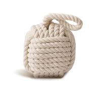 Eidoct Square Rope Door Stopper, 1.7KG/3.75LB Nautical Square Rope Knot Doorstop with Handle, 14x14x14CM Weighted Interior Door Stops, Beige Handmade Decorative Rope Door Stop for Door and Window
