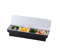 Eidoct Trays Detachable Topping Station, Detachable Pizza Ingredients Condiment Dispenser Seasoning Box, Reusable Ice Condiment Serving Container For Home Restaurant (4 Compartments)