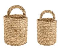 Eidoct Wall Hanging Basket, Water Hyacinth Wicker Baskets, Hanging Woven Wall Basket Decor, Natural, Set of 2 (one Large, one Small)