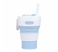 Eidyer Collapsible Coffee Cup with Straw and Lids, Silicone Reusable Travel Cup (450ml,15.5oz), Portable Travel Mugs Eco Foldable Coffee Mugs for Camping Small Size Fits in Pocket