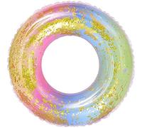 Eidyer Transparent Floating Ring Rainbow Sequins Swim Ring, Durable Inflatable Pool Floats, Swimming Rings for Summer Pool Party for Kids (Kids(2-4 Years))