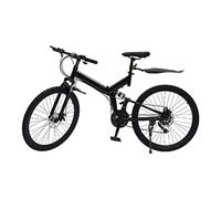 Eieblek 26 Inch Adult Folding Mountain Bike, 21 Speed Foldable Bike with Dual Disc Brake, MTB Bicycle for Men and Women, Adjustable Height 80-95mm, Black