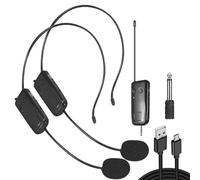 Eieenotee 2.4G Head-Mounted Wireless Lavalier Microphone Set Transmitter with Receiver for Amplifier Voice Speaker Teaching Tour