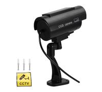 Eieenotee 2X Simulation Solar Camera Outdoor Surveillance Simulation Fake Camera Dummy Cam with LED Light Black