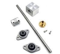 Eieenotee 3Set 200mm Length 8mm Dia Silver Vertical 2mm Lead Screw Rod & Pillow Block Mounted Bearing T8 Lead Screw Kit
