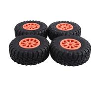 Eieenotee 4Piece 118X44mm 2.2 Inch Rubber Tyres & Plastic Beadlock Wheel Rim Replacement Parts for 1:10 RC Rock Crawler Axial SCX10 RR10 RC Car Orange