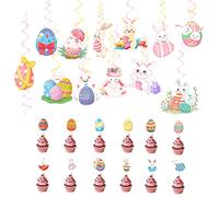 Eieenotee Easter Decoration Theme Party Cake Flag Egg Spiral Pendant Spiral Flag Props Happy Easter Party Supplies