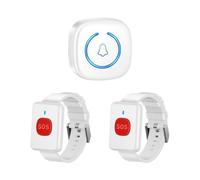 Eieenotee Emergency SOS Pager Call Button for Kids Elderly Patients Wireless Watch Call Pager System UK Plug White