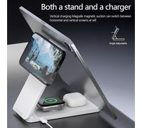 Eieenotee Magnetic Wireless Charger Charging Stand Foldable Multi-Function Portable Vertical Holder for Mobile Phones, Watches& Headphones Black