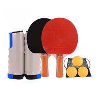 Eieenotee Table Tennis Racket Set Portable Telescopic Paddle Kit with Retractable Net 3 Ball Family Games Set