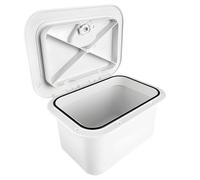 Eieenotee White Locking Marine Deck Storage Box Rotate to Open for Yacht Built-in Inspection Hatch Organizer