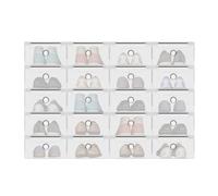 EieiKaha 20 Pack Shoe Boxes Clear Plastic Stackable, Premium Shoe Organizer Storage for Closet Space Saving Foldable Sneaker Shoe Rack Containers, Sneaker Display Case Holder Shoe Bin (White)