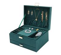 EieiKaha Jewelry Box Drawer Organizer, Stylish Storage Box - Home Office Desk Organizer Rings Earrings Bracelets Watches Storage Cabinet Indoor Box Tabletop Storage (3 layer-Dark Green)