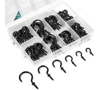 EIENHOSHI 105 Pcs Screw Hooks, 6 Sizes Black Cup Hooks, Screw in Hooks for Hanging, Metal Cup Hook Screw in (1/2", 5/8", 3/4", 7/8", 1'', 1-1/4")