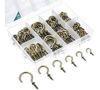 EIENHOSHI 105 Pcs Screw Hooks, 6 Sizes Bronze Cup Hooks, Screw Hooks for Hanging, Metal Cup Hooks Screw in (1/2", 5/8", 3/4", 7/8", 1'', 1-1/4")