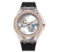 EIERFSKIOT Women's Wrist Watches Ladies Watches Automatic Skeleton Mechanical Self Winding Fashion Luxury Watches for Women Waterproof Watch with Silicone Strap(Color:D)