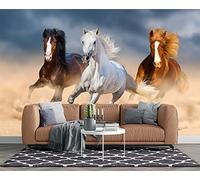 Eierme Three Running Horses Chinoiserie Wall Mural Wallpaper for Bedroom 137" x 100"